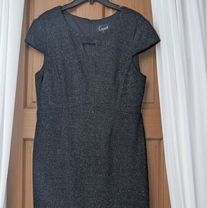 Connected Apparel Glittering Black Midi Dress